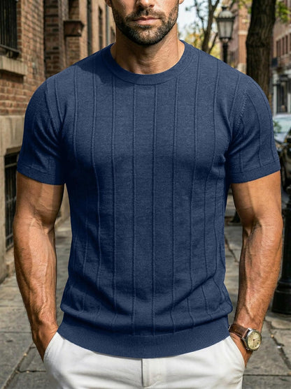 Sailwind Mens Knit Sweater Shirts Short Sleeve Casual Ribbed Pullover T-Shirts