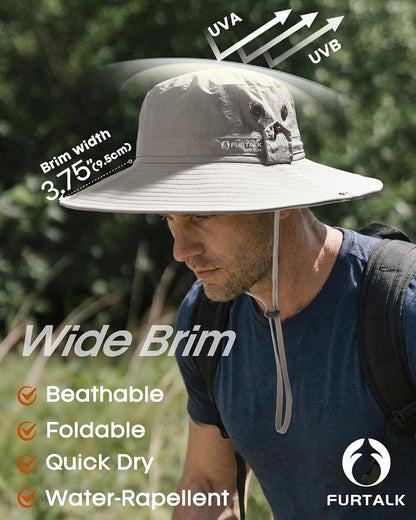 FURTALK Sun Hats for Men Fishing Hat UPF 80+ Foldable Wide Brim Outdoor Hiking Beach Summer Hats