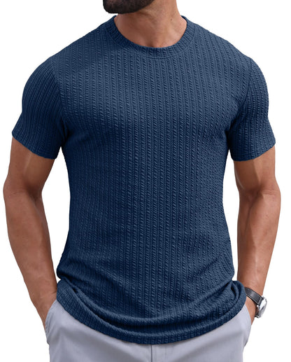 Sailwind Men’s Knit T Shirt Short Sleeve Crewneck Textured Casual Summer Knitted Pullover Tee