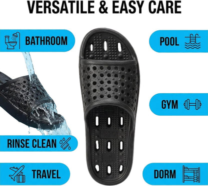 Shower Shoes for Men and Women,Non-Slip Quick-Dry Bath Slippers with Drain Holes,Lightweight Pool, Gym, Bathroom & College Dorm Sandals