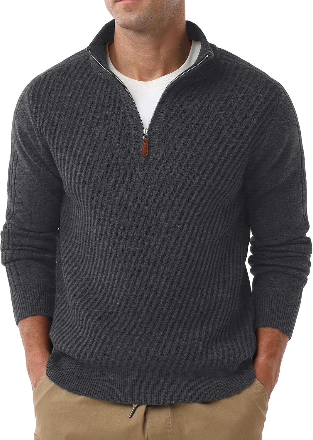 Sailwind Men's Quarter Zip Up Pullover Knit Texture Sweater Casual Long Sleeve Sweaters