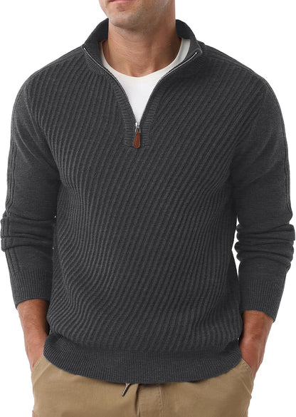 Sailwind Men's Quarter Zip Up Pullover Knit Texture Sweater Casual Long Sleeve Sweaters