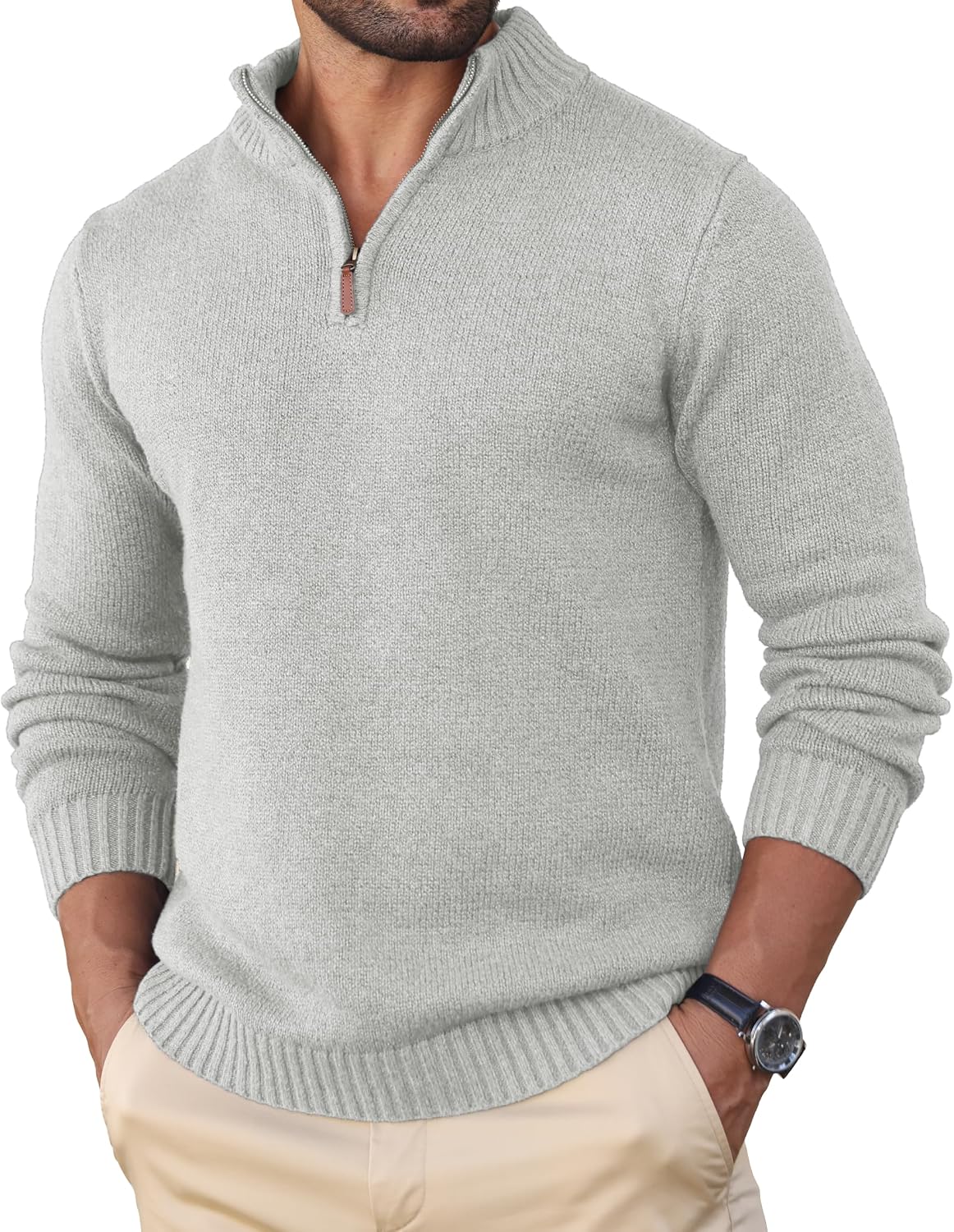 Sailwind Men's Quarter Zip Knit Texture Sweater Casual Long Sleeve Pullover Chunky Sweaters