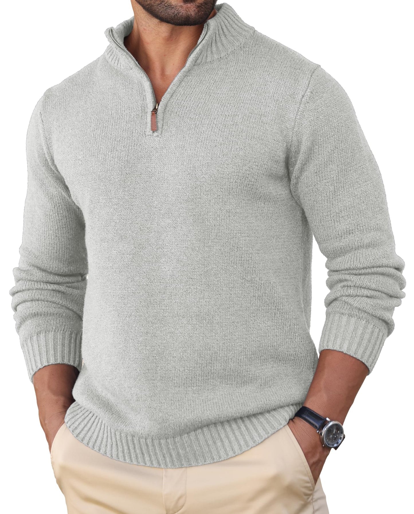 Sailwind Men's Quarter Zip Knit Texture Sweater Casual Long Sleeve Pullover Chunky Sweaters