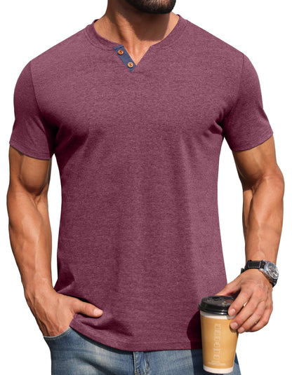 Sailwind Mens Henley Lightweight Shirts Short Sleeve Casual Cotton Button T-Shirts Summer Basic Tee
