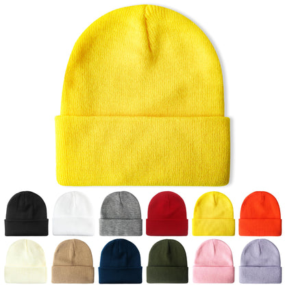 PFFY Beanie for Men Women Unisex Knit Cuffed Plain Winter Beanies Hats Skull Cap
