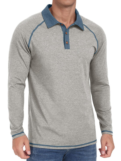 Sailwind Mens Long Sleeve Polo Shirts Cotton Fashion Casual Raglan Golf Shirts