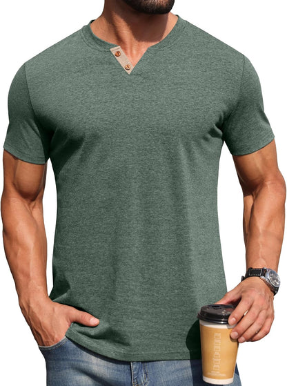 Sailwind Mens Henley Lightweight Shirts Short Sleeve Casual Cotton Button T-Shirts Summer Basic Tee