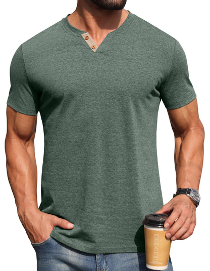 Sailwind Mens Henley Lightweight Shirts Short Sleeve Casual Cotton Button T-Shirts Summer Basic Tee