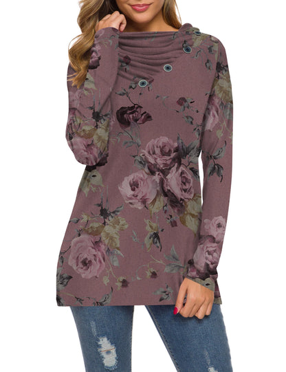 WEACZZY Women's Long Sleeve Shirts Button Cowl Neck Casual Loose Tunic Tops Blouse Dressy Fashion 2026