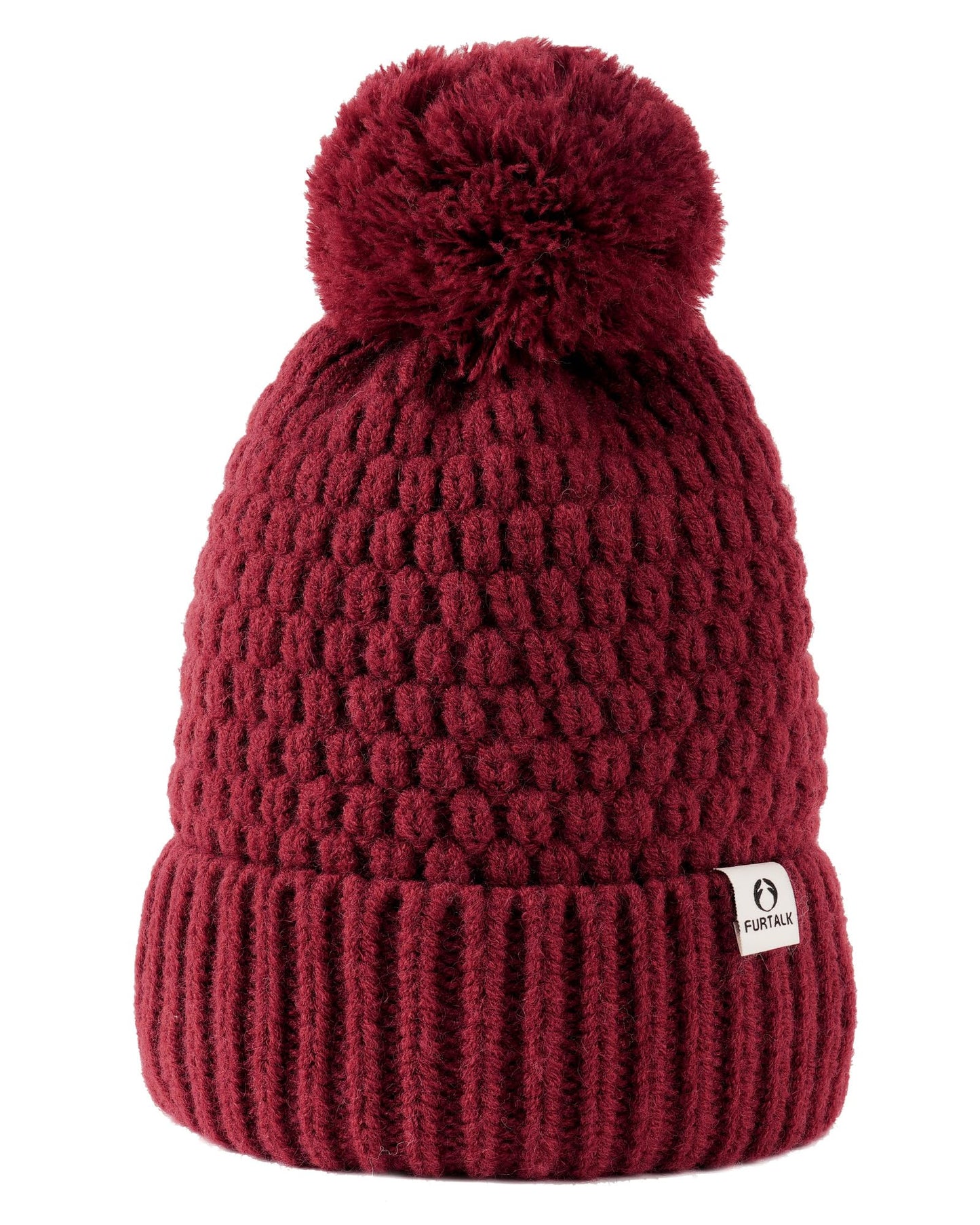 FURTALK Womens Winter Beanie Hat with Knitted Pom Pom Warm Fleece Lined Knit Soft Skull Cap for Women