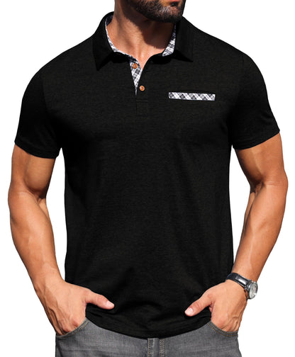 Sailwind Men's Polo Shirts Lightweight Short Sleeve Casual Cotton T-Shirt Summer Button Collared Golf Tee with Pocket