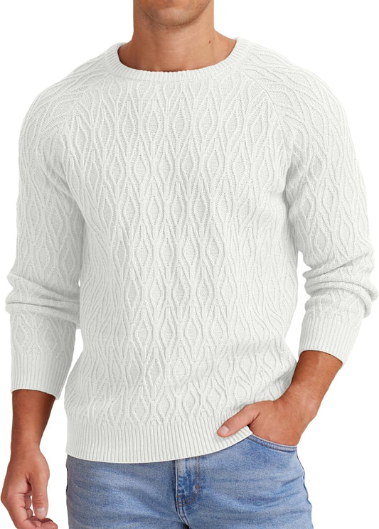 Sailwind Men's Cable Knit Sweater Casual Crewneck Long-Sleeve Knitted Pullover