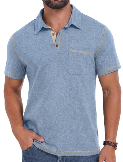 Sailwind Men's Short Sleeve Polo Shirts Casual Summer Classic Collared Golf Shirt with Pocket