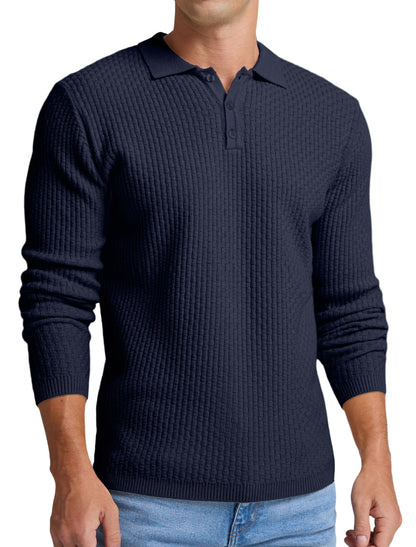 Sailwind Men's Knit Polo Sweater Long Sleeve Polo Shirts Lightweight Fashion Casual Pullover Sweater