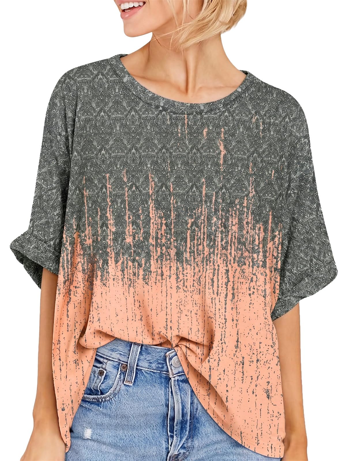 Women Oversized T-Shirt Summer Casual Short Sleeve Loose Tee Tops