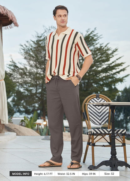 Willit Men's Linen Pants Casual Linen Dress Pants Drawstring Beach Summer Lightweight Trousers 29" 30" 32"