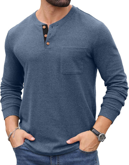 Sailwind Men's Henley Shirts Long Sleeve Button T-Shirt Casual Fashion Pullover Shirt with Pocket