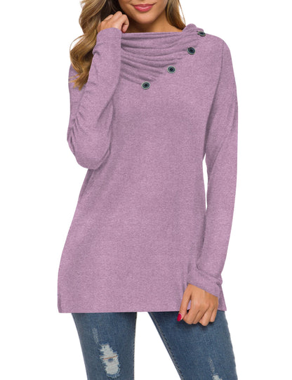 WEACZZY Women's Long Sleeve Shirts Button Cowl Neck Casual Loose Tunic Tops Blouse Dressy Fashion 2026
