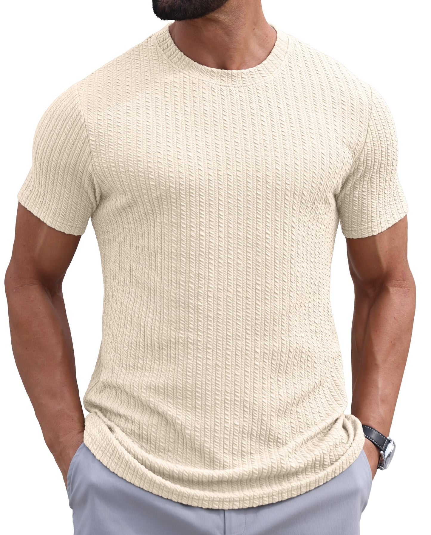 Sailwind Men’s Knit T Shirt Short Sleeve Crewneck Textured Casual Summer Knitted Pullover Tee