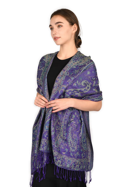 FURTALK Reversible Paisley Pashmina Shawl Wraps for Women Soft Exotic Indian Rave Scarf for Evening Dress Festival Scarves