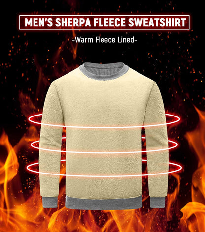 Sailwind Men's Crewneck Sherpa Lined Fleece Waffle Sweatshirt Long Sleeve Warm Pullover Winter Thermal Heavyweight Tops