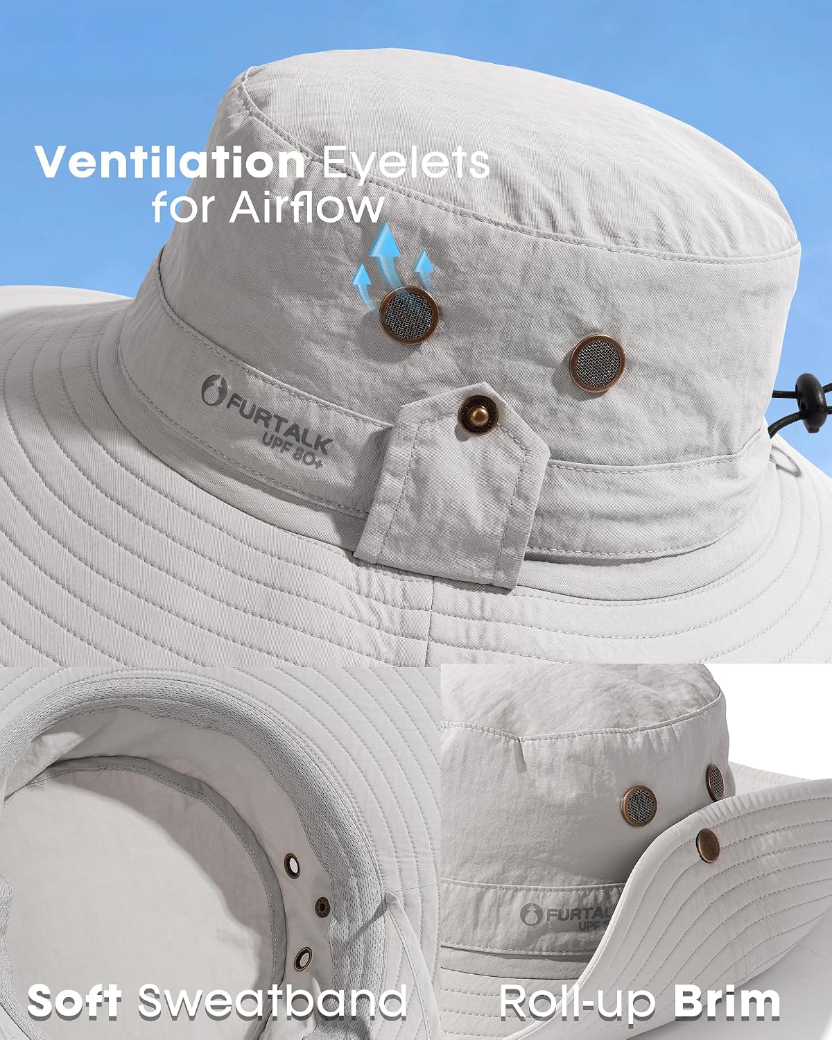 FURTALK Sun Hats for Men Fishing Hat UPF 80+ Foldable Wide Brim Outdoor Hiking Beach Summer Hats
