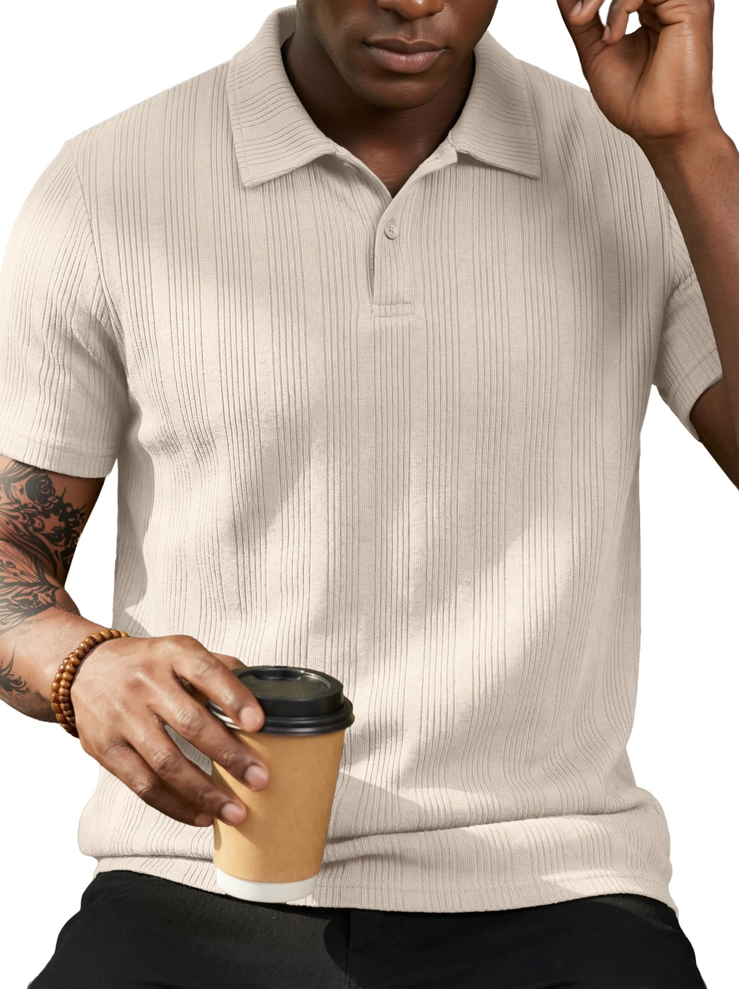 Sailwind Mens Short Sleeve Knit Polo Shirts Lightweight Casual Collared Polo Shirts for Men Stretchy Golf Polo T Shirts