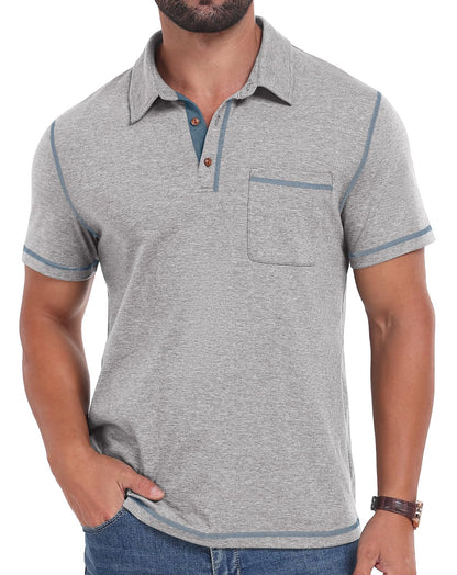 Sailwind Men's Short Sleeve Polo Shirts Casual Summer Classic Collared Golf Shirt with Pocket