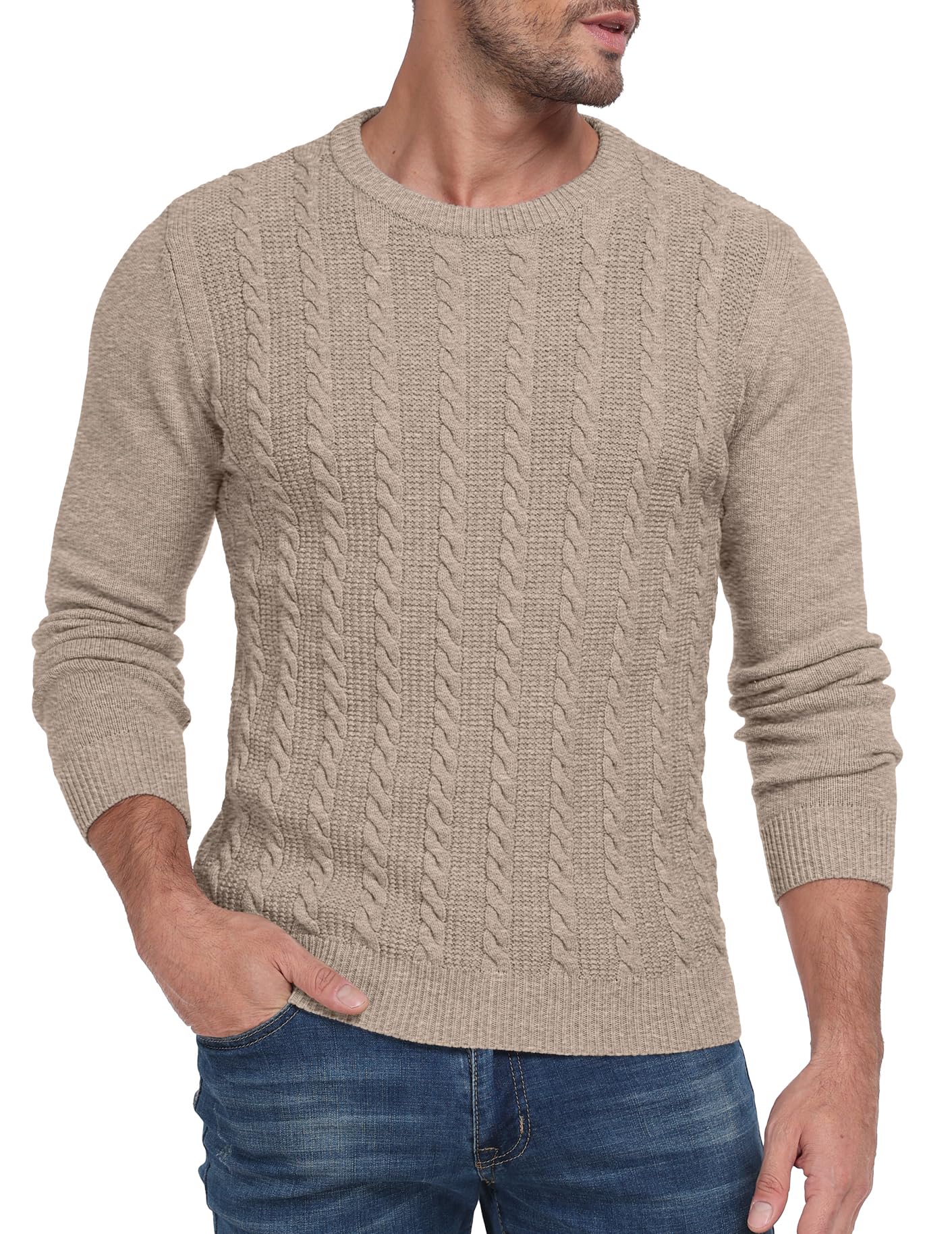 Sailwind Men's Crewneck Pullover Sweater Casual Knitted Twist Sweaters