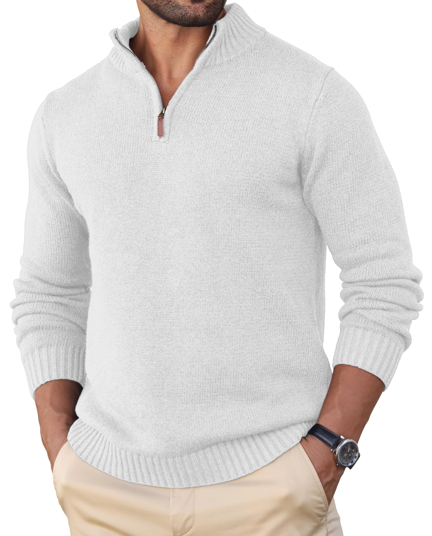 Sailwind Men's Quarter Zip Knit Texture Sweater Casual Long Sleeve Pullover Chunky Sweaters