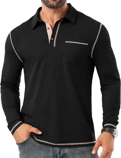 Sailwind Mens Long Sleeve Polo Shirts Cotton Fashion Casual Classic Collared Golf Shirts