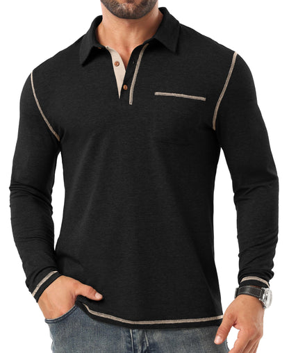 Sailwind Mens Long Sleeve Polo Shirts Cotton Fashion Casual Classic Collared Golf Shirts