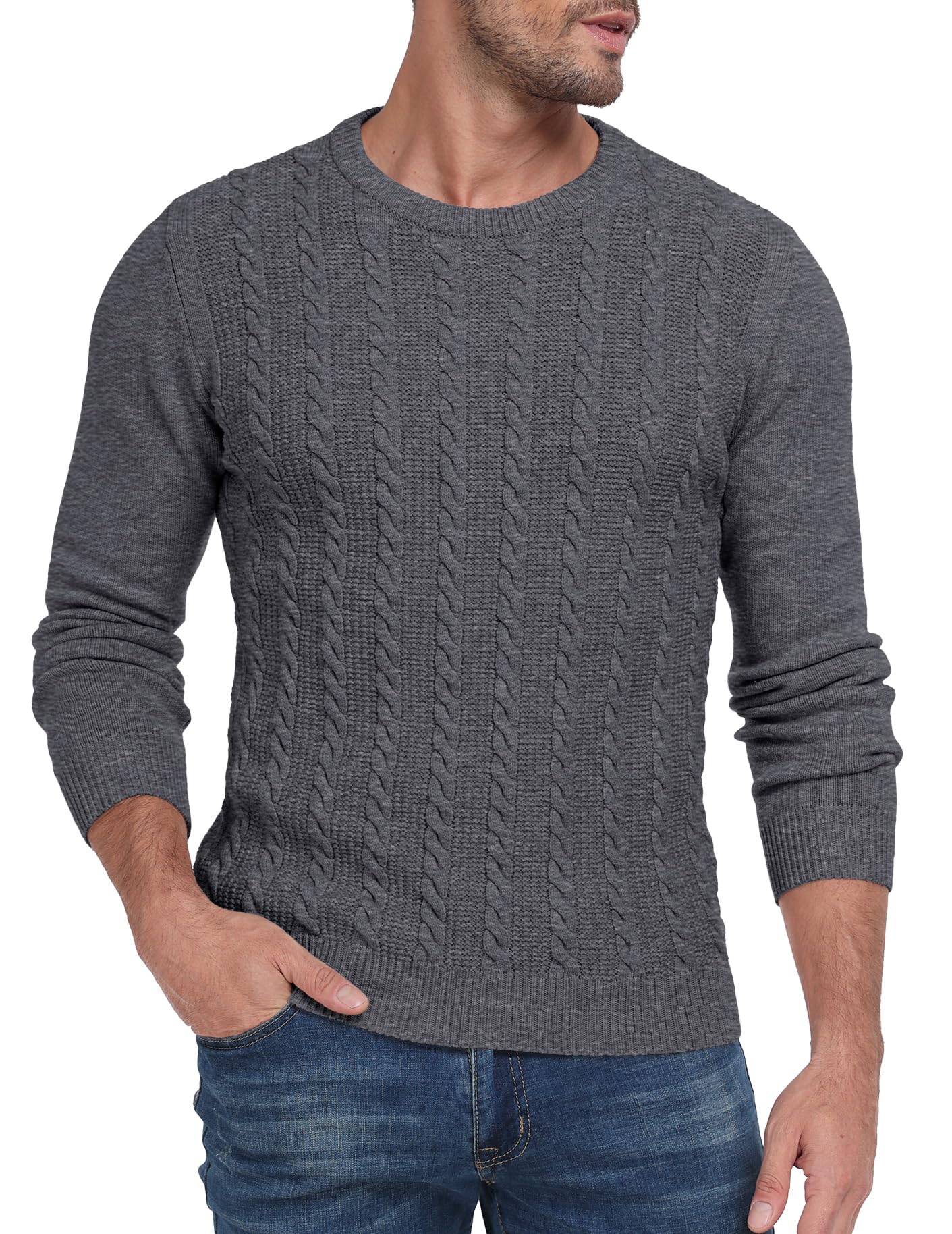 Sailwind Men's Crewneck Pullover Sweater Casual Knitted Twist Sweaters