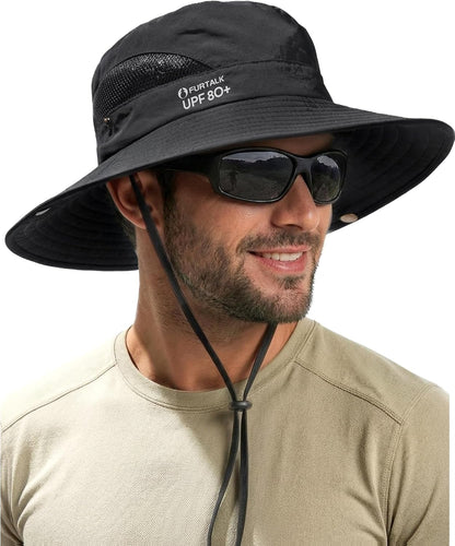 FURTALK Mens Bucket Sun Hat UPF 80+ Wide Brim Hiking Fishing Beach Outdoor Hats