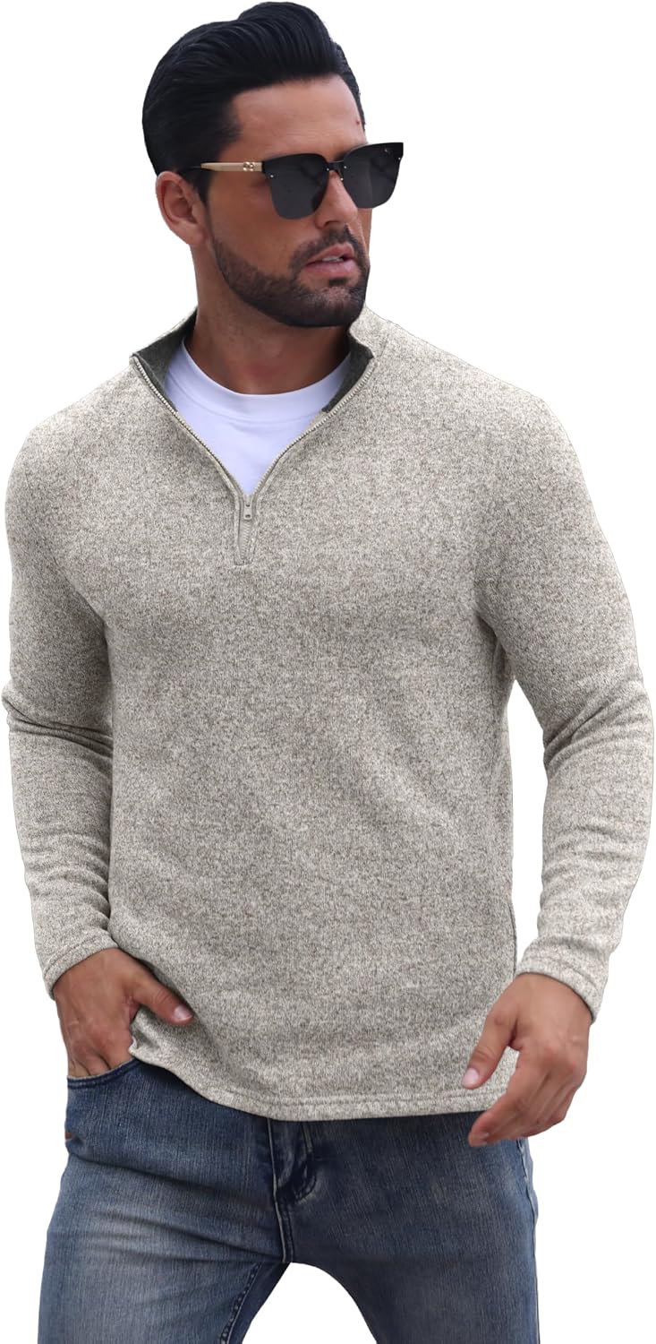 Sailwind Men's Quarter Zip Sweatshirt 1/4 Zip Up Pullover Long Sleeve Golf Shirt for Men Winter Thermal Fleece Sweater