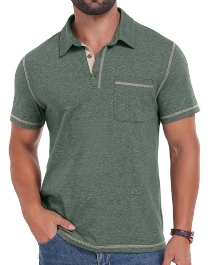 Sailwind Men's Short Sleeve Polo Shirts Casual Summer Classic Collared Golf Shirt with Pocket