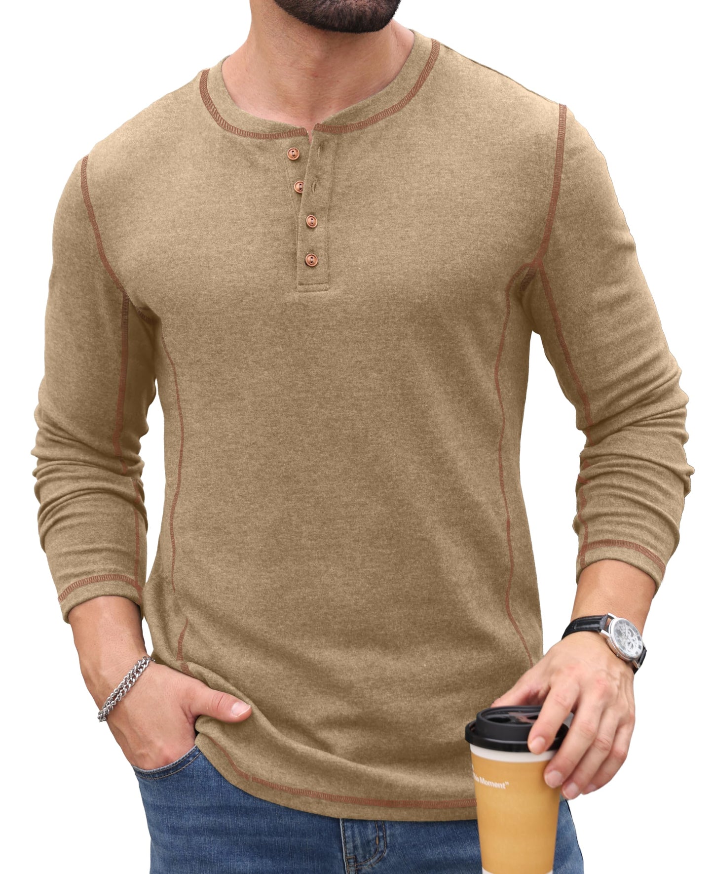 Sailwind Men's Henley Shirts Long Sleeve Button T-Shirt Casual Stylish Pullover Shirt