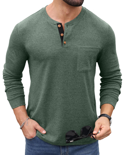 Sailwind Men's Henley Shirts Long Sleeve Button T-Shirt Casual Fashion Pullover Shirt with Pocket