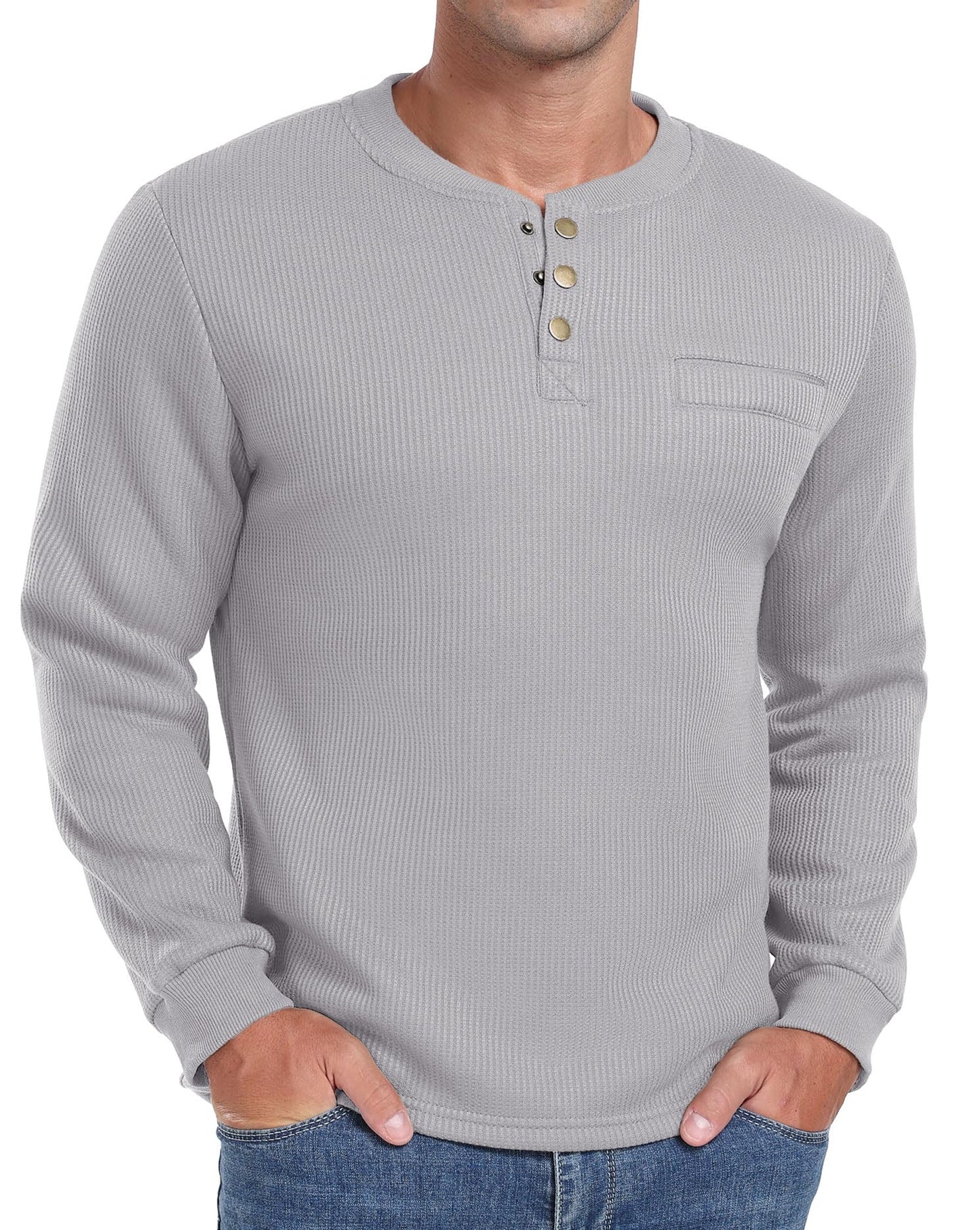 Sailwind Men's Henley Shirt Fleece Lined Long Sleeve Heavyweight Thermal Layer Pullover
