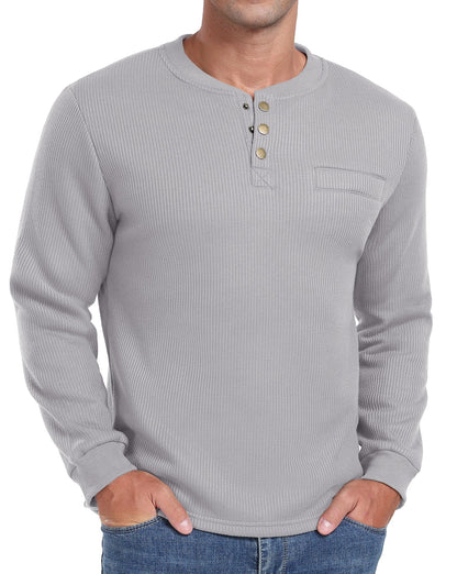 Sailwind Men's Henley Shirt Fleece Lined Long Sleeve Heavyweight Thermal Layer Pullover