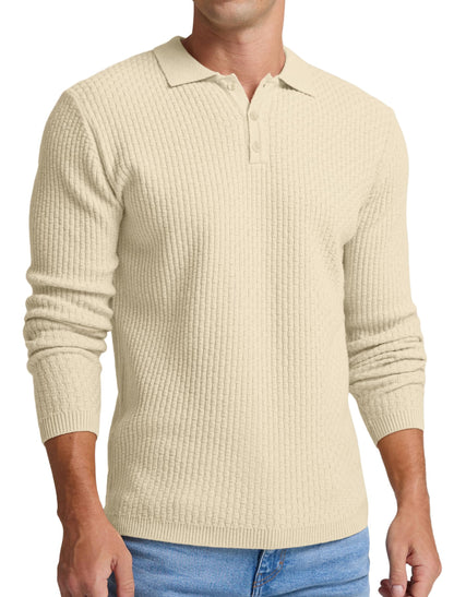 Sailwind Men's Knit Polo Sweater Long Sleeve Polo Shirts Lightweight Fashion Casual Pullover Sweater