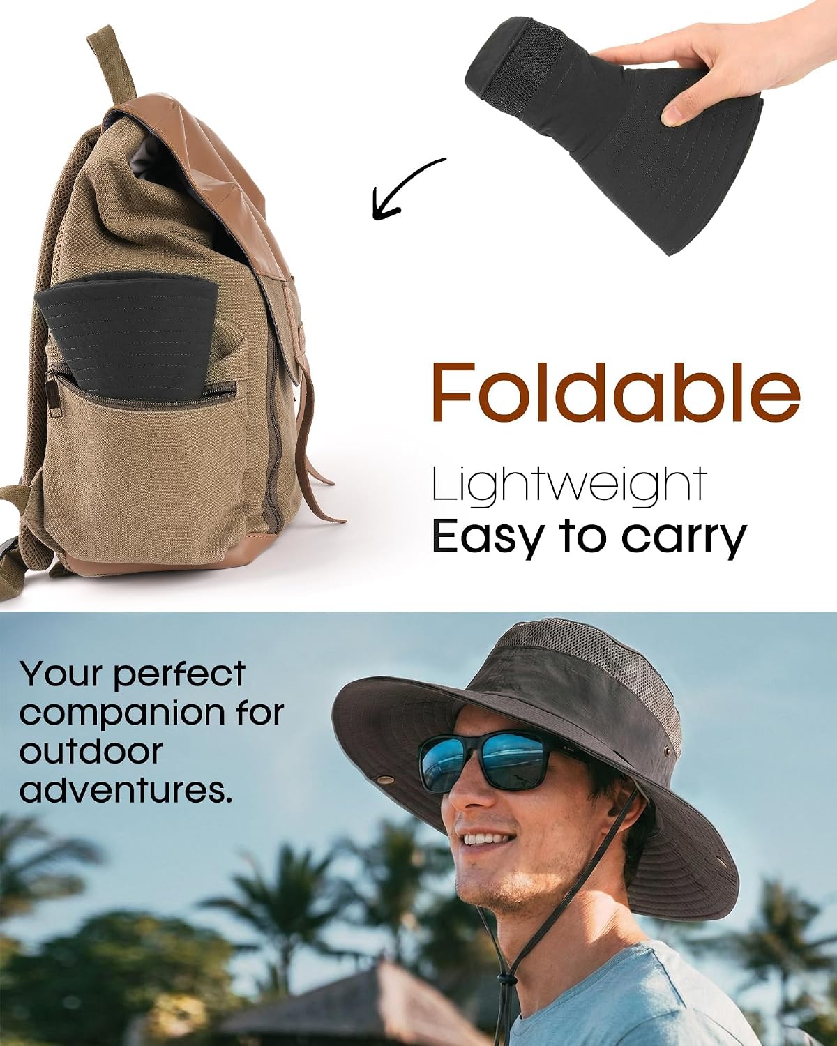 FURTALK Sun Hats for Men Women UPF Sun Protection Breathable Wide Brim | Nylon UV Protection, Breathable Adjustable, 2-in-1 Wide Brim, Packable Water-Resistant, Fishing Hiking Summer
