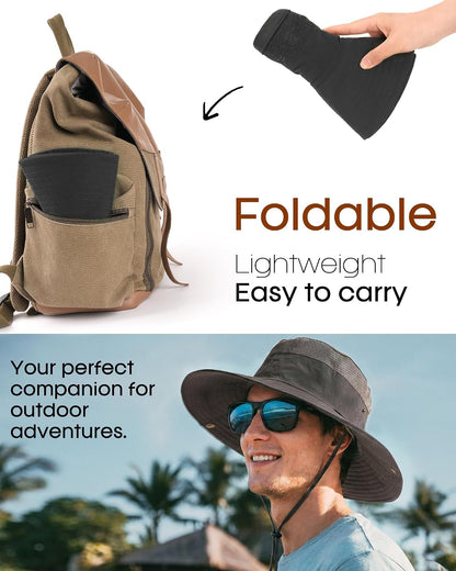 FURTALK Sun Hats for Men Women UPF Sun Protection Breathable Wide Brim | Nylon UV Protection, Breathable Adjustable, 2-in-1 Wide Brim, Packable Water-Resistant, Fishing Hiking Summer