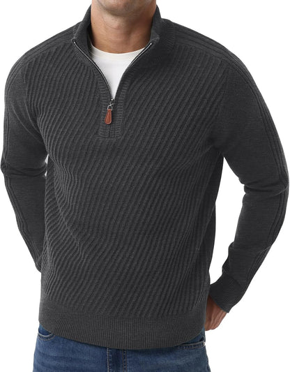 Sailwind Men's Quarter Zip Up Pullover Knit Texture Sweater Casual Long Sleeve Sweaters