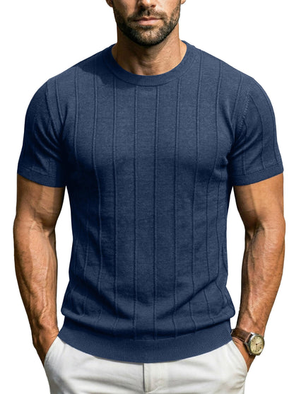 Sailwind Mens Knit Sweater Shirts Short Sleeve Casual Ribbed Pullover T-Shirts