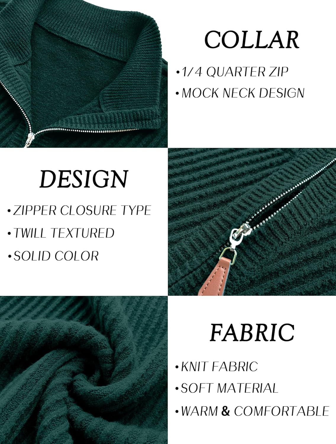 Sailwind Men's Quarter Zip Up Pullover Knit Texture Sweater Casual Long Sleeve Sweaters