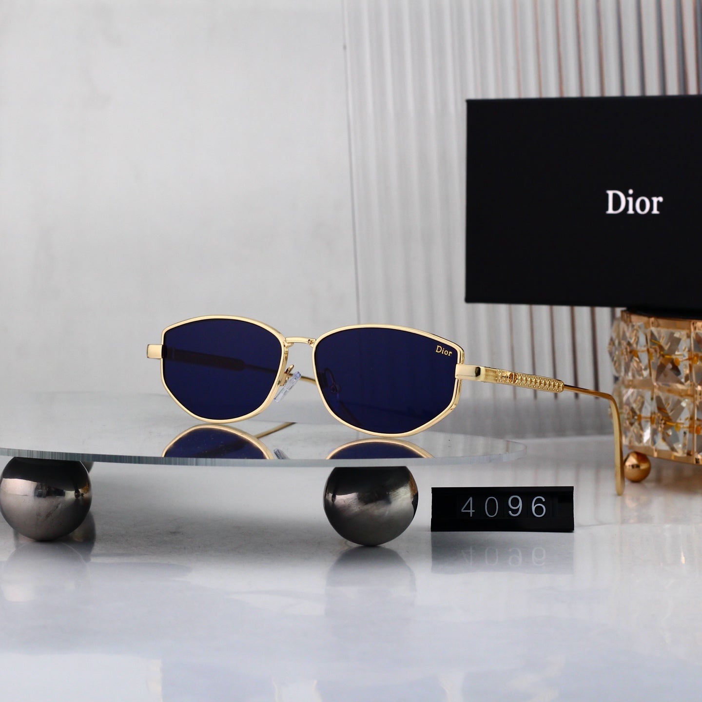 8 colours High-definition lens metal full-frame sunglasses 4096