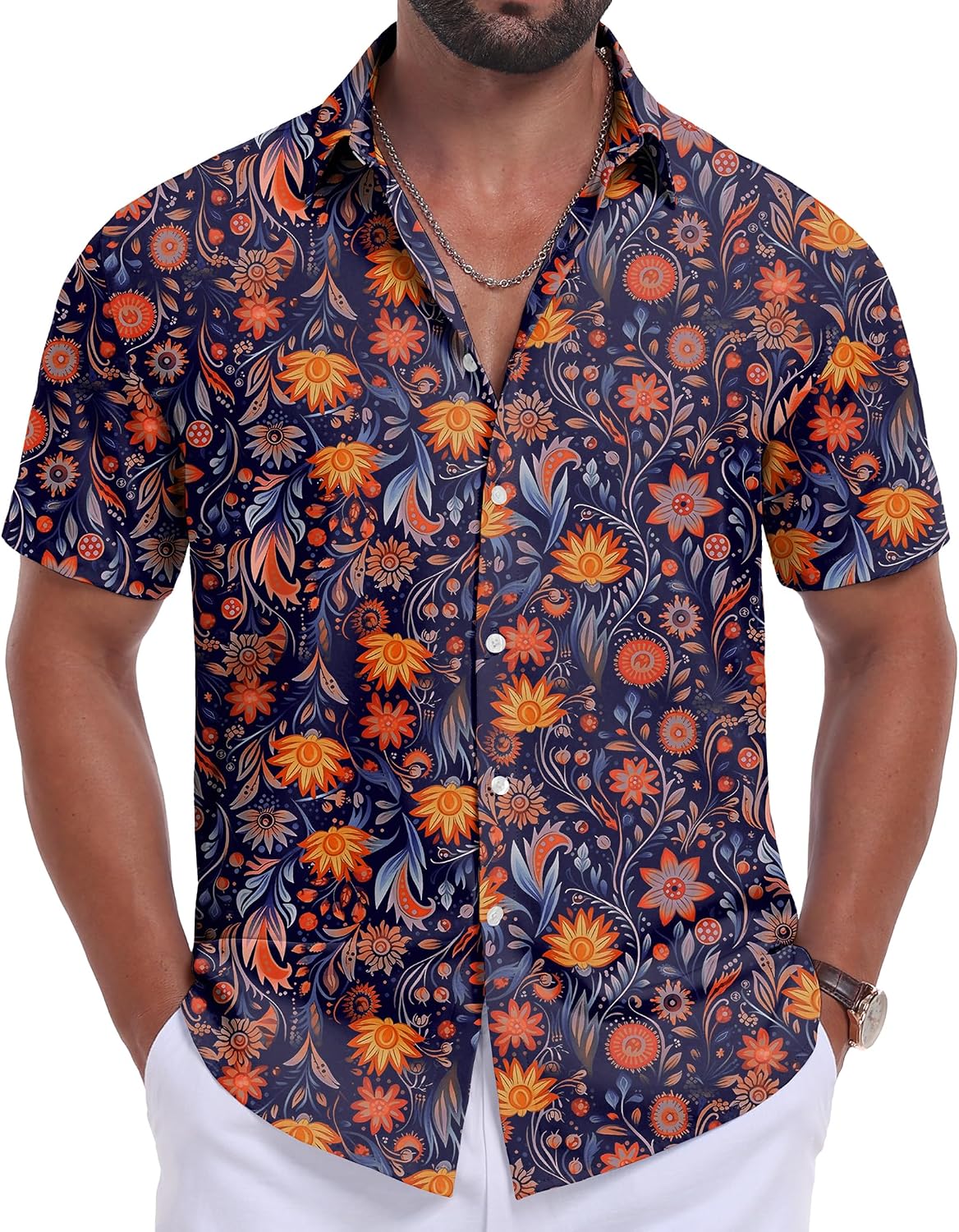 Sailwind Men's Hawaiian Floral Shirts Short Sleeve Button Down Holiday Tropical Beach Shirts