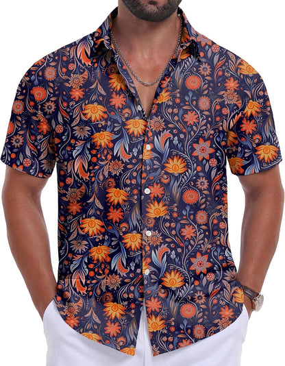Sailwind Men's Hawaiian Floral Shirts Short Sleeve Button Down Holiday Tropical Beach Shirts